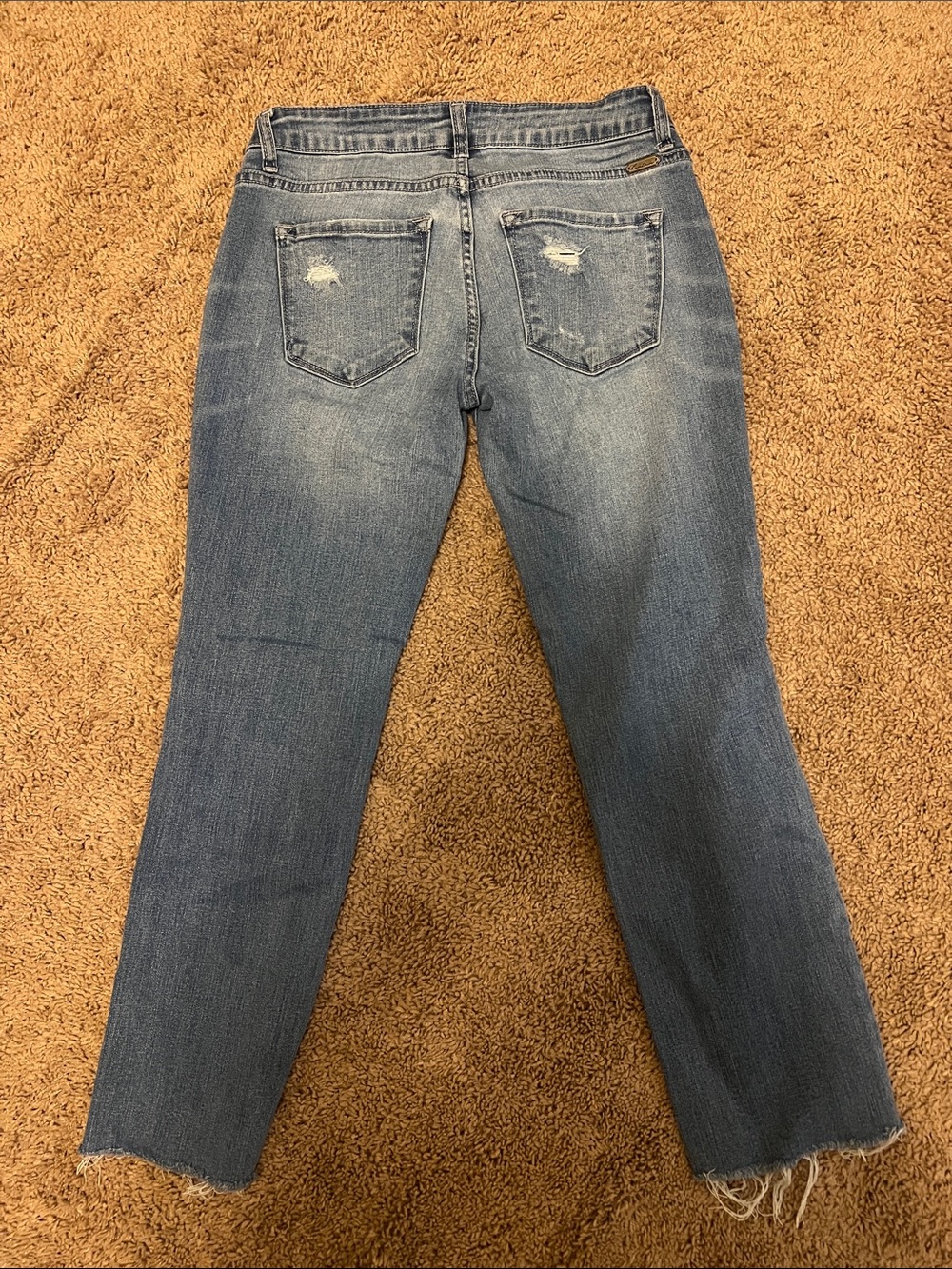 Distressed Women's Blue Jeans - Classic Mid Wash - Picture 5 of 6
